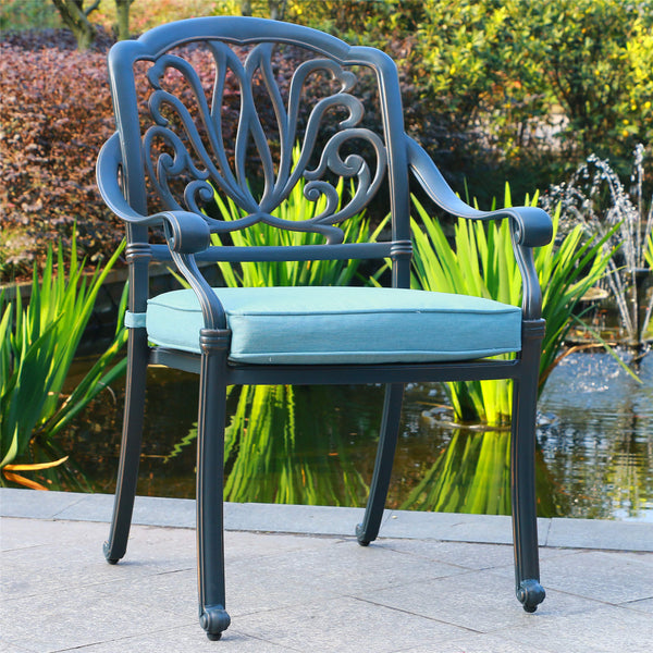 Athens Patio Dining Chairs with Sunbrella Cushions, All-Weather, Sturdy, and Comfortable Outdoor Aluminum Armchairs with Cushions, Set of 2