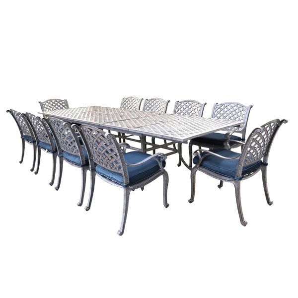 Sparta Stylish Outdoor 11-Piece Aluminum Rectangular Dining Set: Weather-Resistant, Rust-Proof and Durable Patio Furniture Set with 10 Cushion Dining Chairs and Extendable Table
