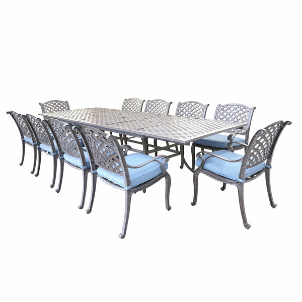 Sparta Stylish Outdoor 11-Piece Aluminum Rectangular Dining Set: Weather-Resistant, Rust-Proof and Durable Patio Furniture Set with 10 Cushion Dining Chairs and Extendable Table