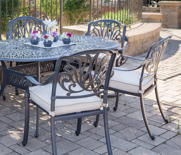 Athens Patio Dining Chairs with Sunbrella Cushions, All-Weather, Sturdy, and Comfortable Outdoor Aluminum Armchairs with Cushions, Set of 2