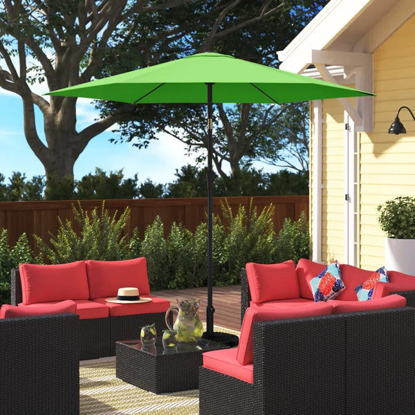 9ft UV-Resistant Patio Umbrella - Waterproof Outdoor Table Shade with Push-Button Tilt & Crank - Ideal for Garden, Deck, Pool & Restaurant (Storage Bag Included, Base Not Included)