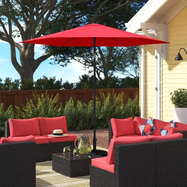 9ft UV-Resistant Patio Umbrella - Waterproof Outdoor Table Shade with Push-Button Tilt & Crank - Ideal for Garden, Deck, Pool & Restaurant (Storage Bag Included, Base Not Included)