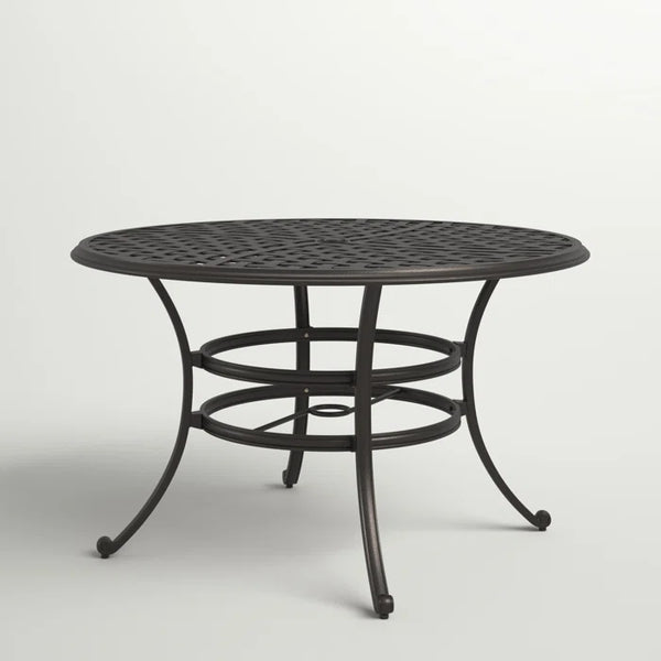 Florence Premium Aluminum 49"" Round Dining Table with Umbrella Hole: Weather-Resistant, Durable, Modern Outdoor Furniture for Patio and Garden