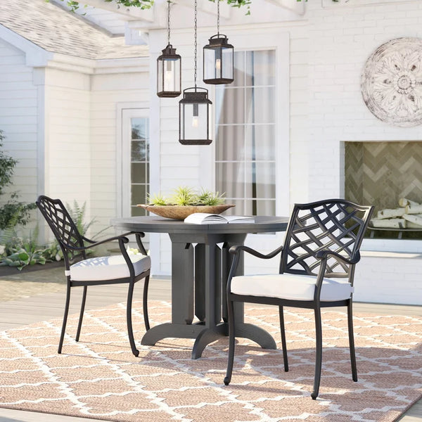 Florence Aluminum Dining Arm Chairs with Cushion: Modern Design, Durable and All-Weather Dining chairs for Outdoor, Patio, and Garden, Set of 2