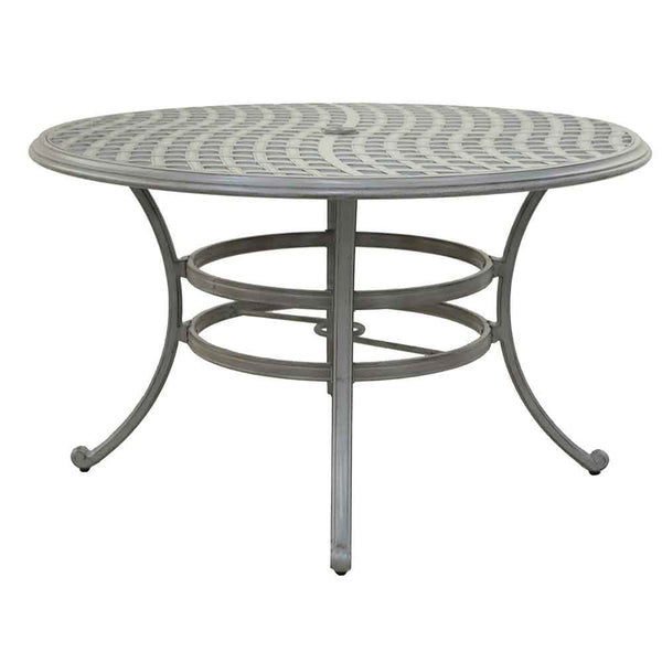 Florence Premium Aluminum 49"" Round Dining Table with Umbrella Hole: Weather-Resistant, Durable, Modern Outdoor Furniture for Patio and Garden