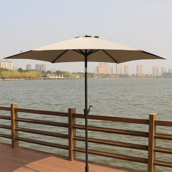 9ft UV-Resistant Patio Umbrella - Waterproof Outdoor Table Shade with Push-Button Tilt & Crank - Ideal for Garden, Deck, Pool & Restaurant (Storage Bag Included, Base Not Included)