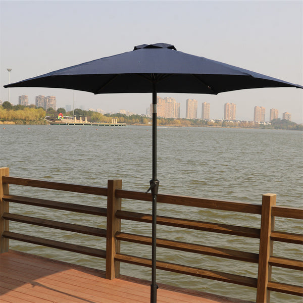 9ft UV-Resistant Patio Umbrella - Waterproof Outdoor Table Shade with Push-Button Tilt & Crank - Ideal for Garden, Deck, Pool & Restaurant (Storage Bag Included, Base Not Included)