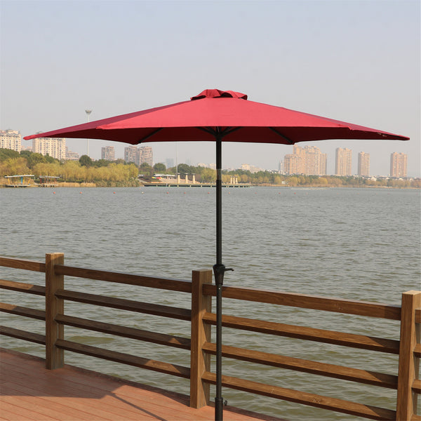 9ft UV-Resistant Patio Umbrella - Waterproof Outdoor Table Shade with Push-Button Tilt & Crank - Ideal for Garden, Deck, Pool & Restaurant (Storage Bag Included, Base Not Included)