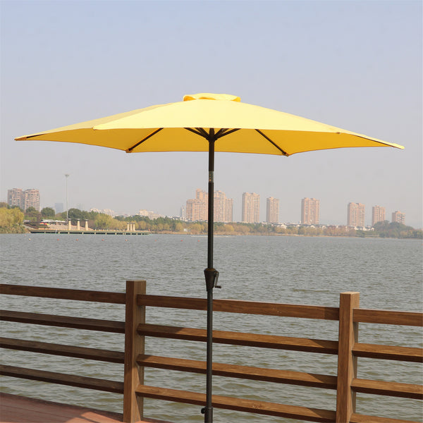 9ft UV-Resistant Patio Umbrella - Waterproof Outdoor Table Shade with Push-Button Tilt & Crank - Ideal for Garden, Deck, Pool & Restaurant (Storage Bag Included, Base Not Included)