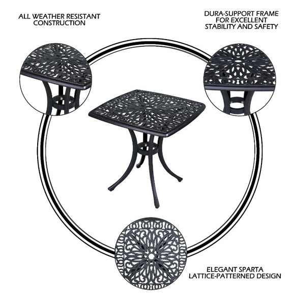 Athens Modern Outdoor Aluminum 21 Inch Square End Table: Durable, Stylish, Weather-Resistant, Rust-Proof Patio Side Table for Garden, Balcony, and Lounging Area