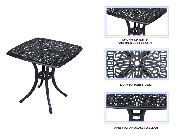Athens Modern Outdoor Aluminum 21 Inch Square End Table: Durable, Stylish, Weather-Resistant, Rust-Proof Patio Side Table for Garden, Balcony, and Lounging Area
