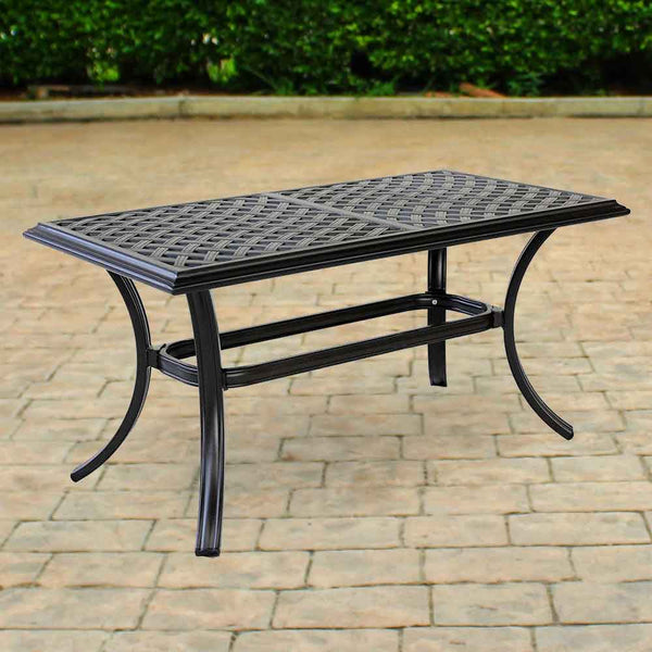 Florence 21x42 Inch Outdoor Standard Coffee Table: All-Weather, Rust-Resistant, Aluminum Rectangular Coffee table for Patio, Deck, Backyard, Garden, and Poolside