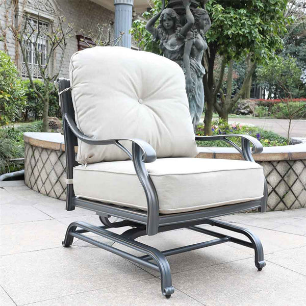 Sparta Stylish Outdoor Patio Aluminum Motion Club Chairs with Cushion: Durable, Weather-Resistant, Comfortable Lounge Chairs for Garden and Outdoor Spaces, Set of 2