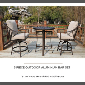 Laguna 3 Piece Outdoor Aluminum Bar Set