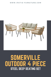 Somerville Outdoor 4 Piece Steel Deep Seating Set