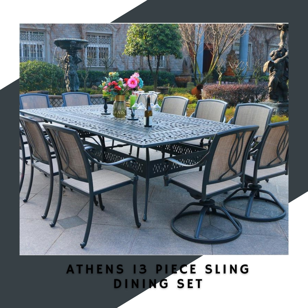 Athens 13-Piece Sling Dining Set, 60'' x 108'
