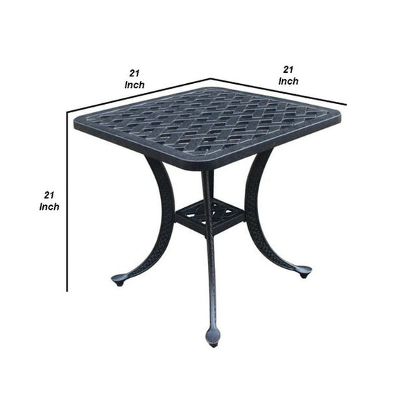 Sparta Indoor Outdoor 21" Square Cast Aluminum Standard End Table: Weather-resistant, Rust-proof, and Durable Side, Accent Table for Patio, Garden, and Lawn
