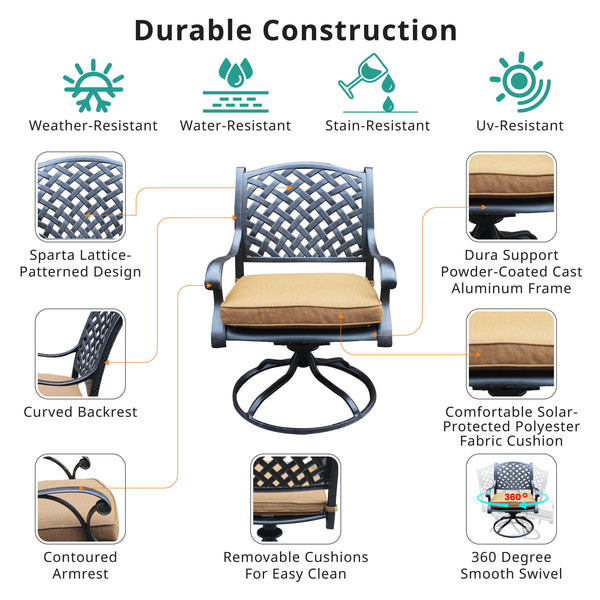 Manhattan Outdoor Dining Chair with Cushion: Weather-resistant, Rust-proof, Durable and Comfortable Patio chair for Garden and Outdoor Spaces