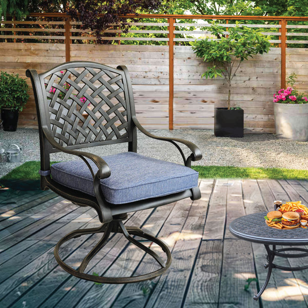 Sparta Outdoor Aluminum Swivel Rocker Dining Chairs with Cushions: Weather-Resistant, Modern, Durable , Comfortable Dining Arm Chairs for Patio, Garden, and Backyard, Set of 2
