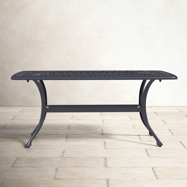 Athens Cast Aluminum Patio Coffee Table for Indoor/Outdoor: Weather-resistant, Durable Casual Low Raised Rectangular Side Table