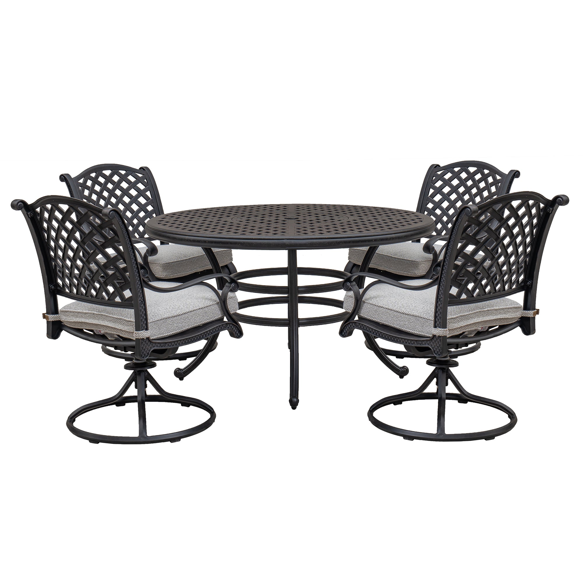 Sparta Stylish Outdoor 5-Piece Aluminum Dining Set with Cushion: Weather-Resistant, Classic, Durable and Comfortable Patio Furniture Set with Swivel Rockers and Round Table