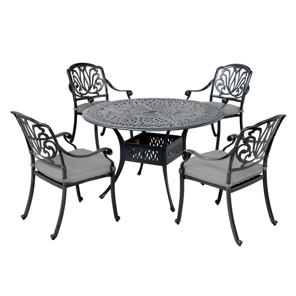 Athens 5-Piece Cushioned Dining Set, 48" Round Table