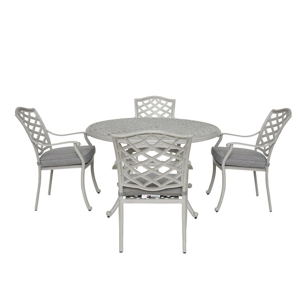 Florence Aluminum 5 Piece Round Dining Set with 4 Arm Chairs