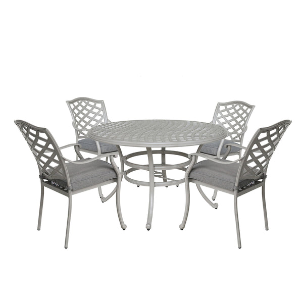 Florence Aluminum 5 Piece Round Dining Set with 4 Arm Chairs
