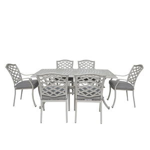 Florence Aluminum 7 Piece Rectangular Dining Set with 6 Arm Chairs