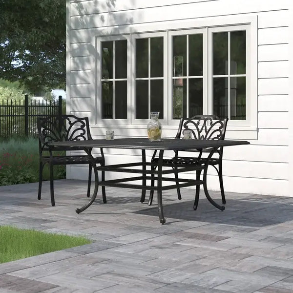 Sparta Outdoor 64" Square Aluminum Dining Table with an umbrella opening: Rust-Resistant, Durable Dining Table for Patio, Garden, and Terrace