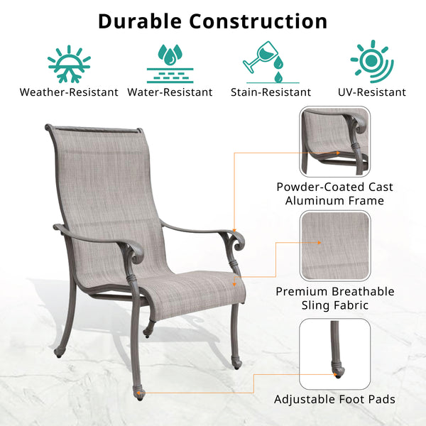 Sparta Sling With Aluminum Frame, All-Weather Furniture (2 pcs)