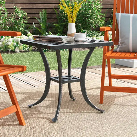 Sparta Indoor Outdoor 21" Square Cast Aluminum Standard End Table: Weather-resistant, Rust-proof, and Durable Side, Accent Table for Patio, Garden, and Lawn