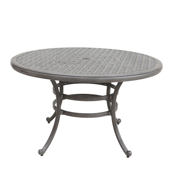 Sparta Outdoor All-Weather and Durable 52" Cast Aluminum Round Dining Table with Umbrella Hole for Patio, Garden, and Terrace