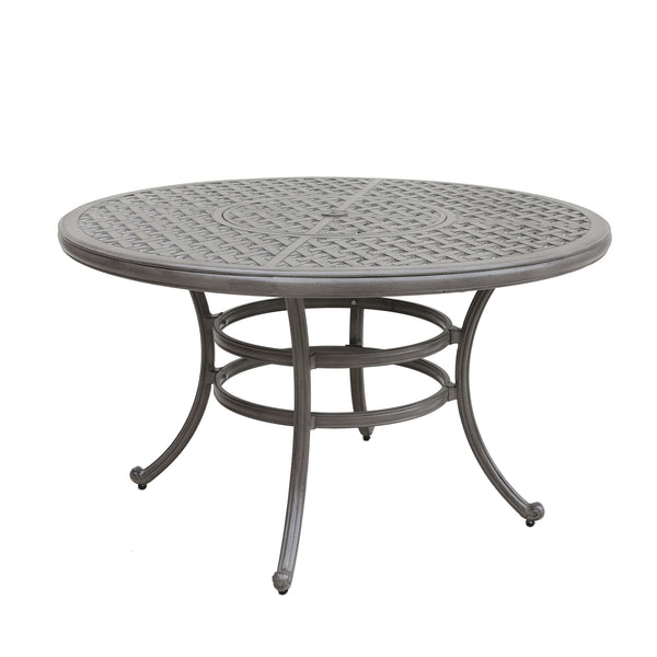 Sparta Outdoor All-Weather and Durable 52" Cast Aluminum Round Dining Table with Umbrella Hole for Patio, Garden, and Terrace