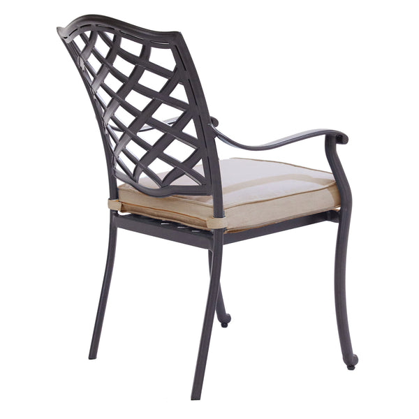 Florence Aluminum Dining Arm Chairs with Cushion: Modern Design, Durable and All-Weather Dining chairs for Outdoor, Patio, and Garden, Set of 2