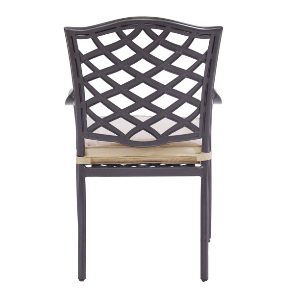 Florence Aluminum Dining Arm Chairs with Cushion: Modern Design, Durable and All-Weather Dining chairs for Outdoor, Patio, and Garden, Set of 2