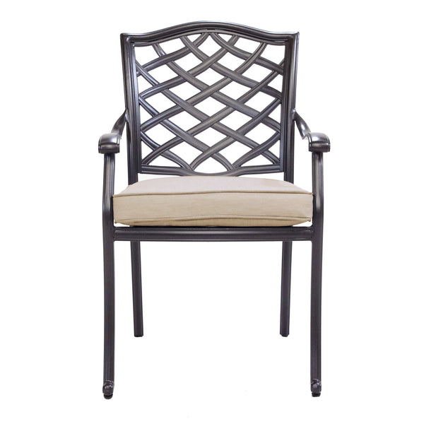 Florence Aluminum Dining Arm Chairs with Cushion: Modern Design, Durable and All-Weather Dining chairs for Outdoor, Patio, and Garden, Set of 2