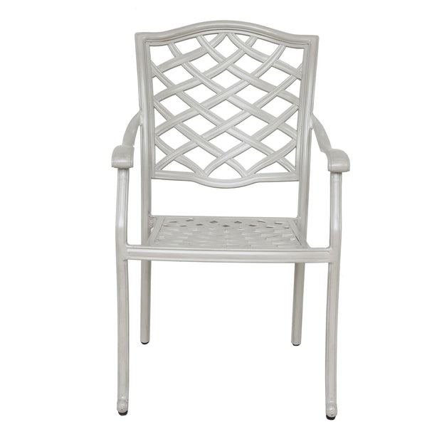 Florence Aluminum Dining Arm Chairs with Cushion: Modern Design, Durable and All-Weather Dining chairs for Outdoor, Patio, and Garden, Set of 2