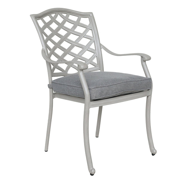 Florence Aluminum Dining Arm Chairs with Cushion: Modern Design, Durable and All-Weather Dining chairs for Outdoor, Patio, and Garden, Set of 2