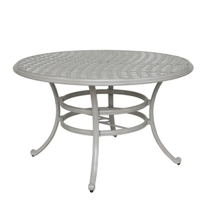Florence Premium Aluminum 49"" Round Dining Table with Umbrella Hole: Weather-Resistant, Durable, Modern Outdoor Furniture for Patio and Garden