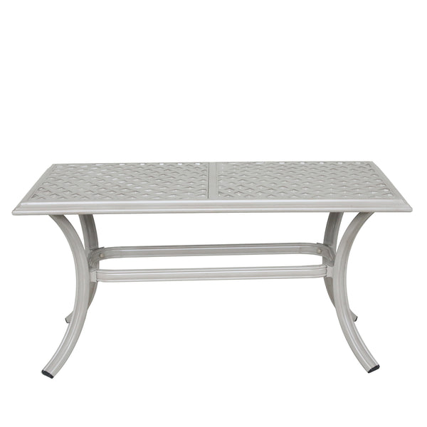 Florence 21x42 Inch Outdoor Standard Coffee Table: All-Weather, Rust-Resistant, Aluminum Rectangular Coffee table for Patio, Deck, Backyard, Garden, and Poolside