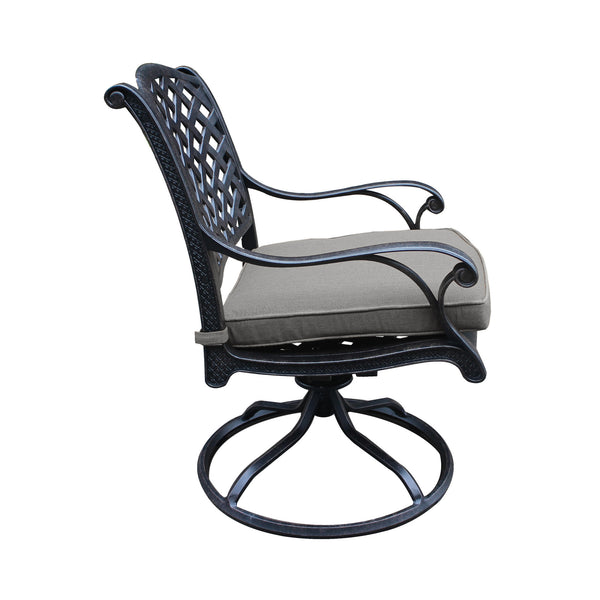 Sparta Outdoor Aluminum Swivel Rocker Dining Chairs with Cushions: Weather-Resistant, Modern, Durable , Comfortable Dining Arm Chairs for Patio, Garden, and Backyard, Set of 2