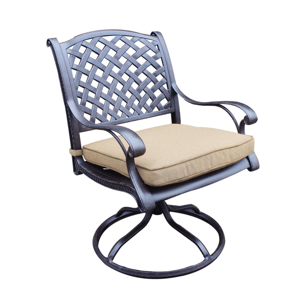 Sparta Outdoor Aluminum Swivel Rocker Dining Chairs with Cushions: Weather-Resistant, Modern, Durable , Comfortable Dining Arm Chairs for Patio, Garden, and Backyard, Set of 2