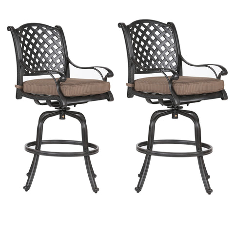 Sparta Cast Aluminum Counter Stool With Cushion, Set of 2