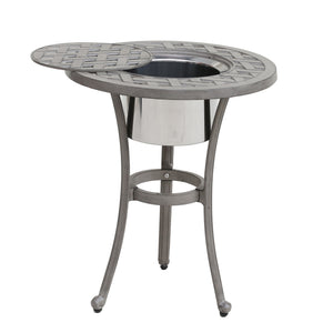 Sparta Outdoor 21-inch Round Bistro Table with Ice Bucket: All-Weather, Rust-Resistant and Durable Bistro Table for Patio, Garden, and Terrace