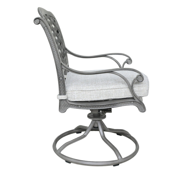 Sparta Outdoor Aluminum Swivel Rocker Dining Chairs with Cushions: Weather-Resistant, Modern, Durable , Comfortable Dining Arm Chairs for Patio, Garden, and Backyard, Set of 2