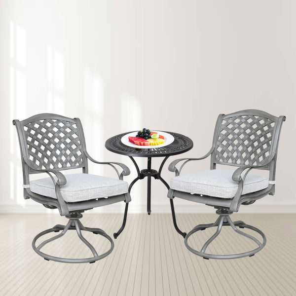 Sparta Outdoor Aluminum Swivel Rocker Dining Chairs with Cushions: Weather-Resistant, Modern, Durable , Comfortable Dining Arm Chairs for Patio, Garden, and Backyard, Set of 2