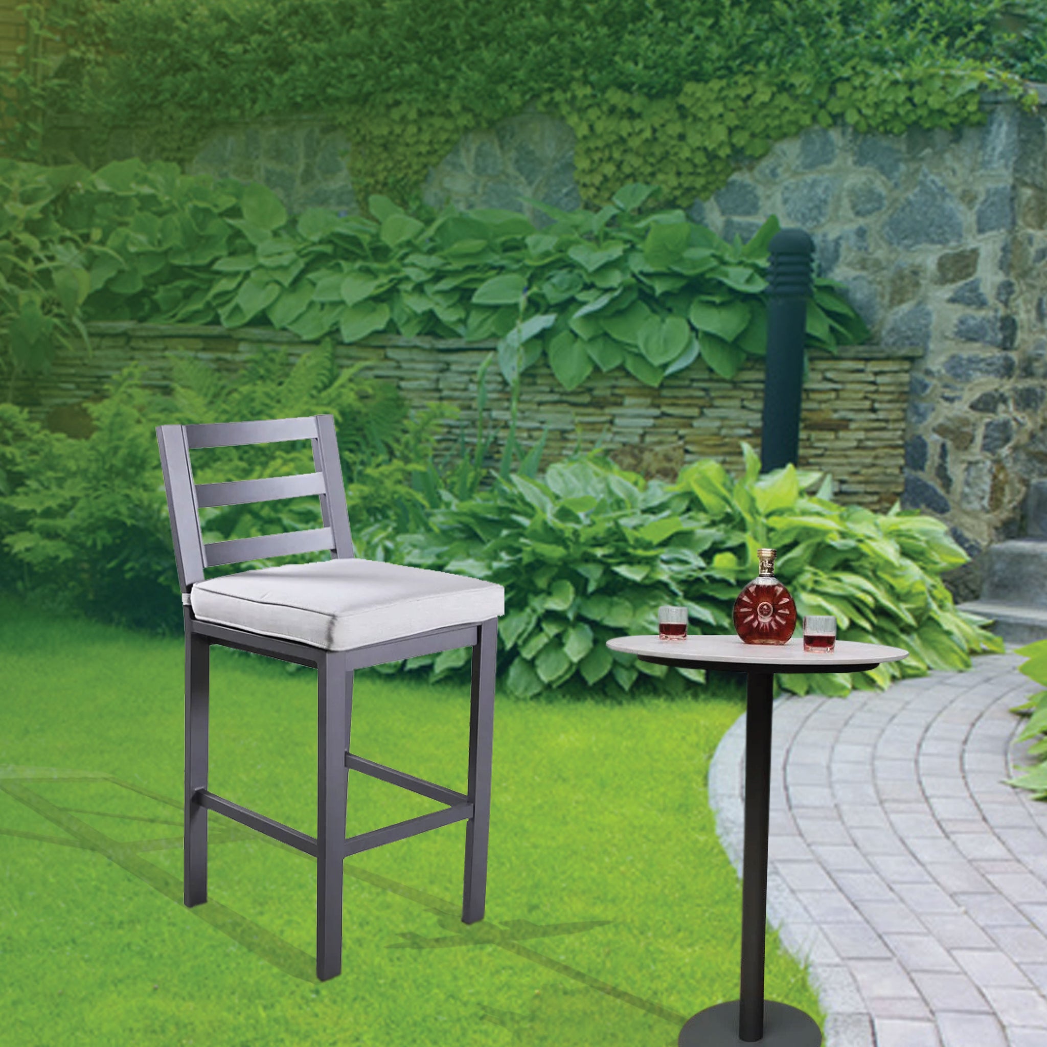 Marativa Outdoor Armless Aluminum Barstools with Cushion: Durable and Weather-Resistant Patio Furniture for Stylish and Comfortable Outdoor Seating, Set of 2