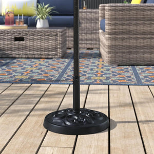 Resin Patio Umbrella Base: 35-Pound Round Freestanding Outdoor Umbrella Base with Locking Screw for 1.5" and 1.89" Pole - Attractive Gunmetal Grey Finish