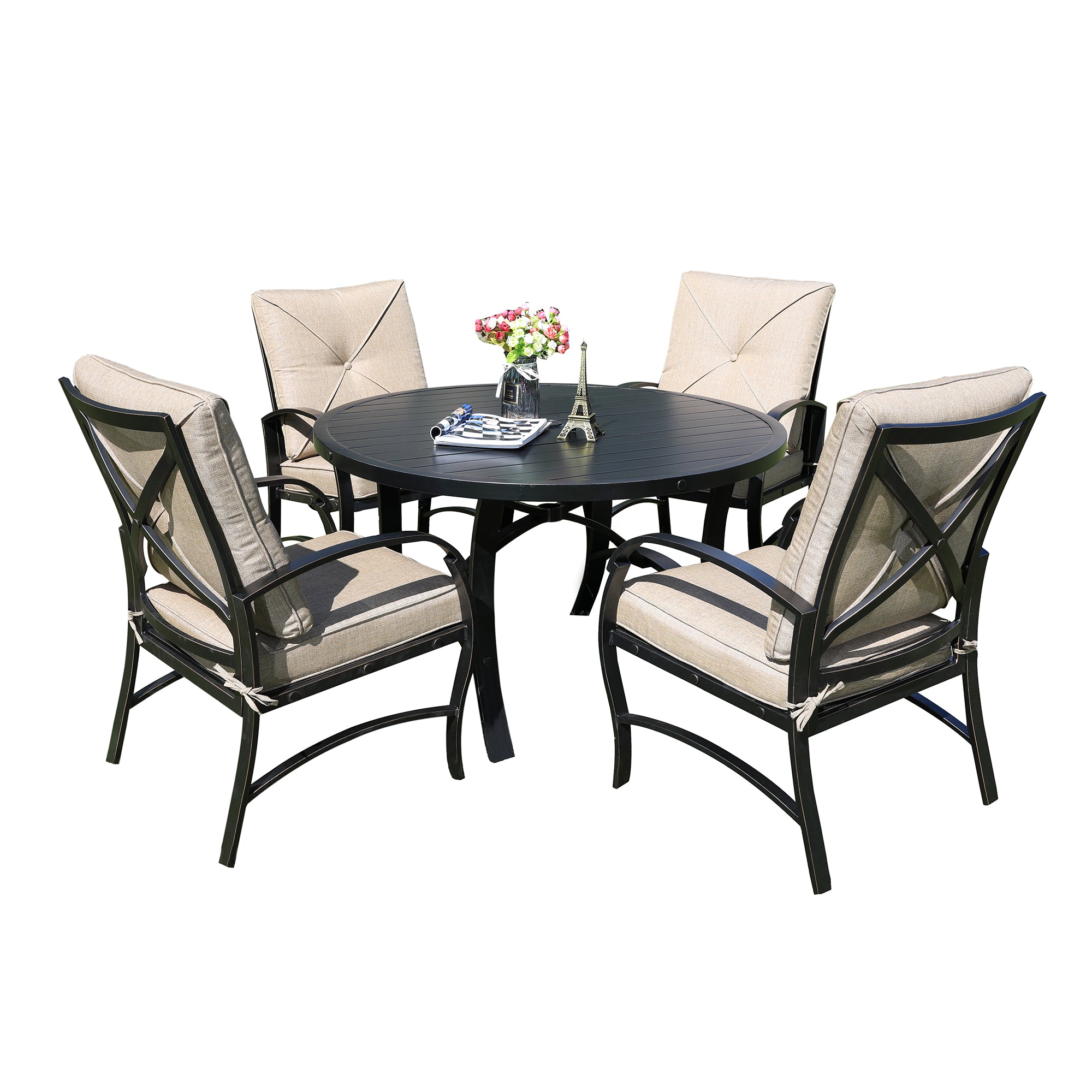 Santa Rosa 5-Piece Dining Set, 48" Round Dining Table And 4 Chairs Set